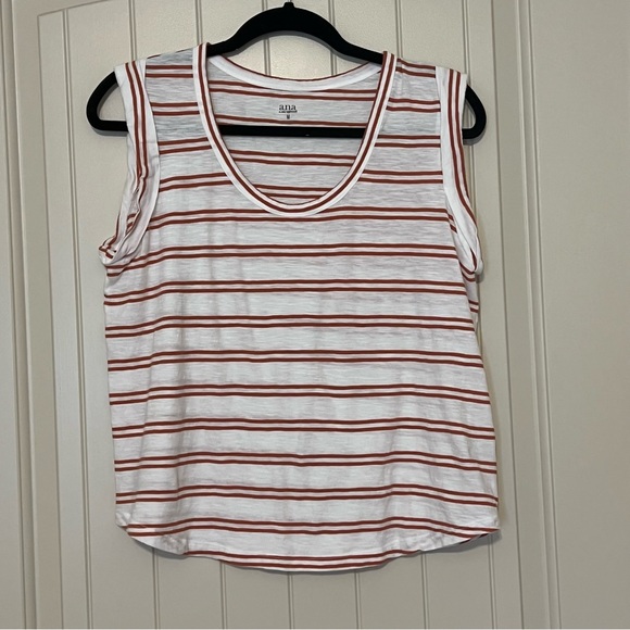 Women's Orange and White Striped Tank Top - Picture 1 of 2